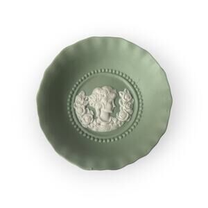 Vintage Schafer & Vater German Jasperware Mint green and White Dish